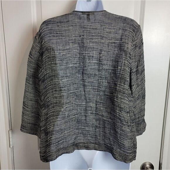 EILEEN FISHER Linen Blend Loose Weave Open Front Cardigan - Picture 6 of 8